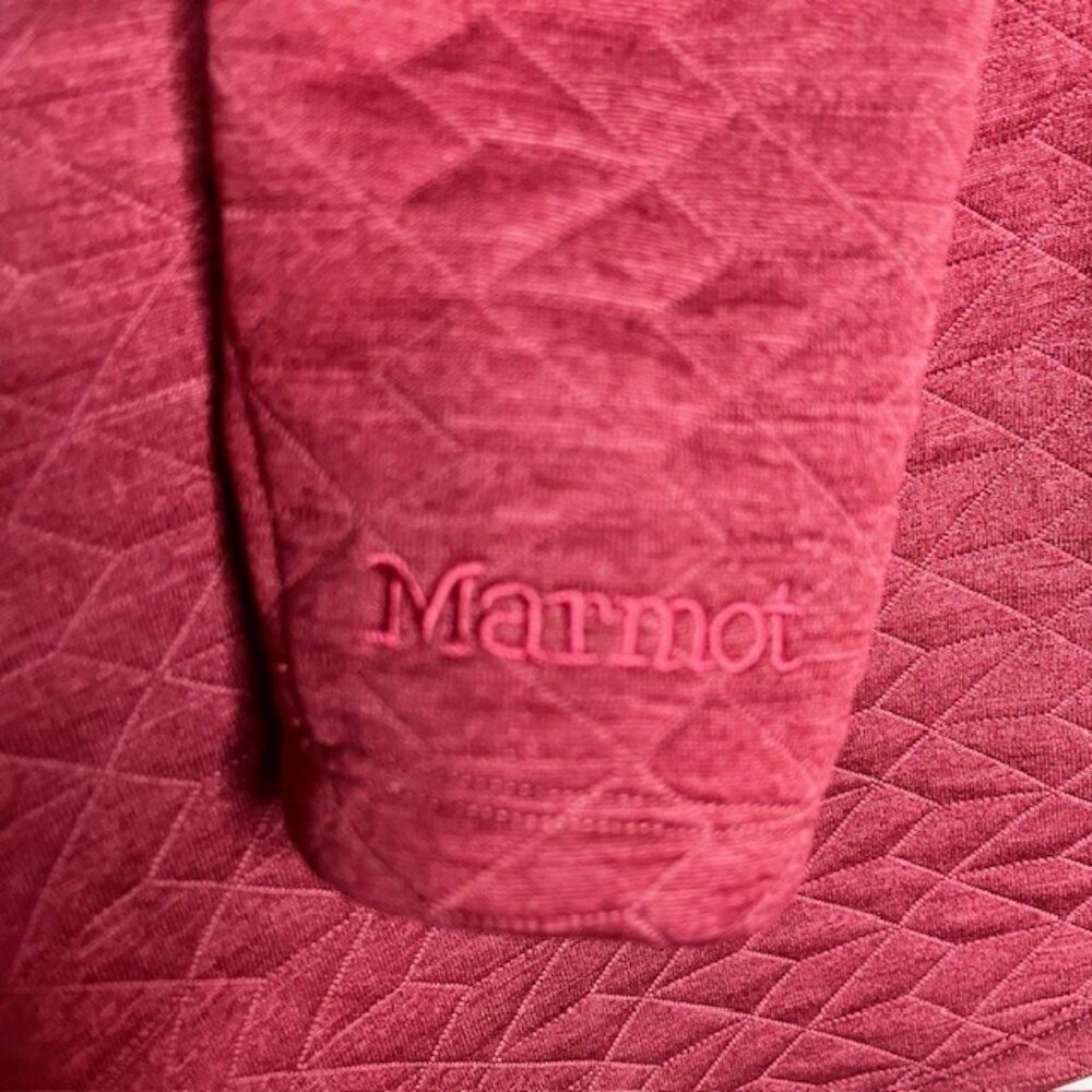 Marmot Annie Quilted Cowl Neck Kangaroo Pocket Pullover - Heathered Maroon - S - Picture 9 of 10